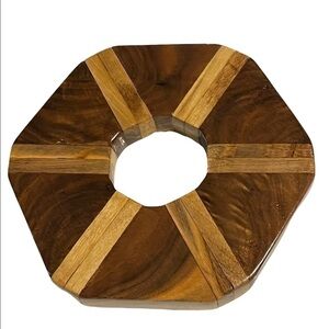 HANDMADE wood lacquered trivet octagonal.